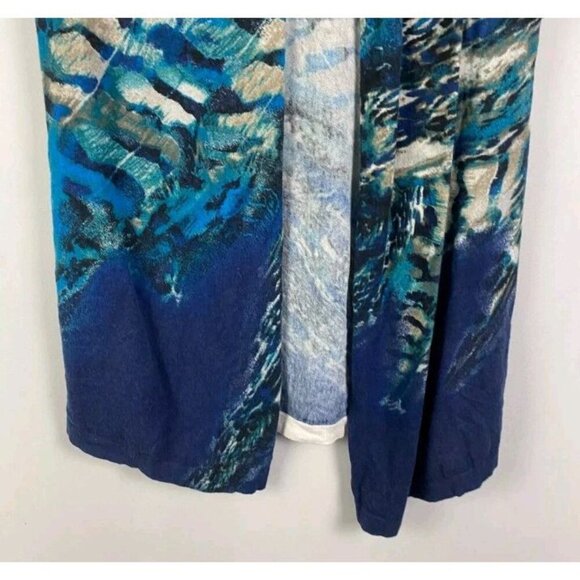 Chicos Fierce Blues Kandyce Cardigan Size 1 US Medium Short Sleeve Open Front - Picture 4 of 12